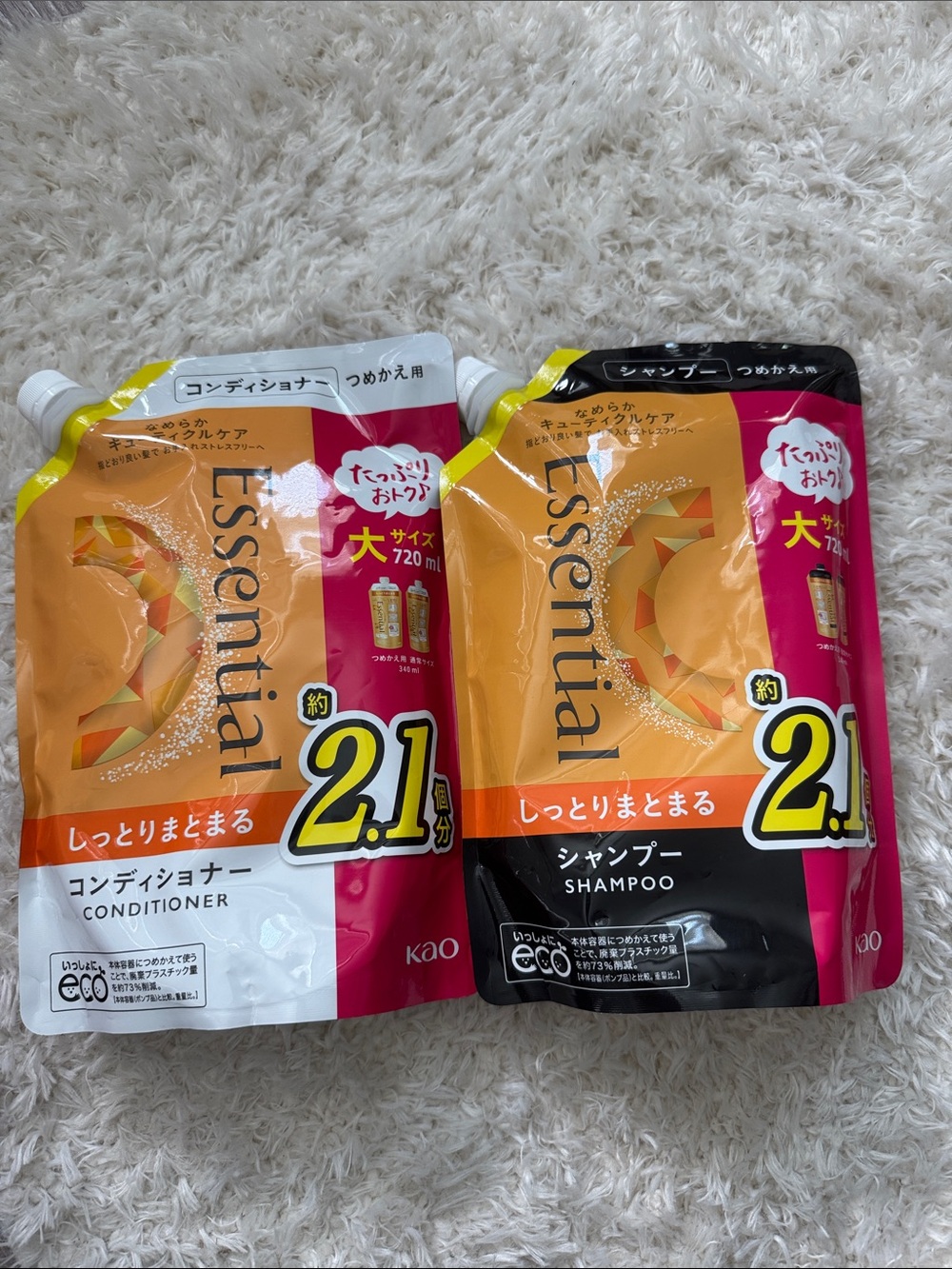 Essential Shampoo & Conditioner Refill Pouches - Orange and Pink